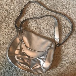 Metallic Cream Horseshoe Bag